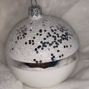 Hand Made Vitbis Silver Glitter Glass Ornaments
